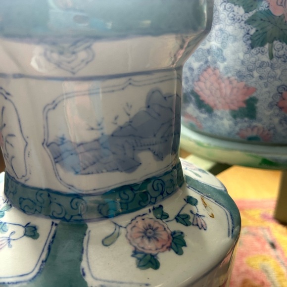 Vintage Asian Vase Decorative Ceramic Oriental Pot Peacock and Poppy Pattern 14" - Picture 5 of 16